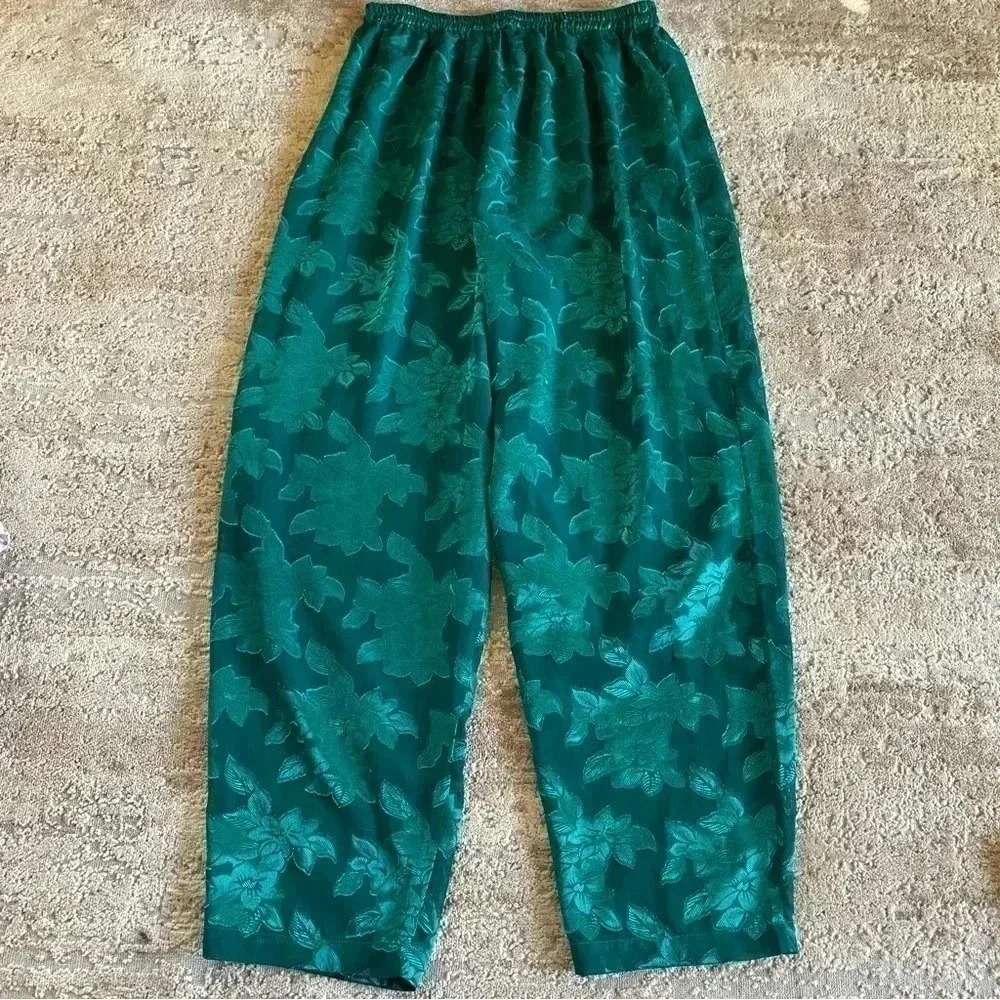 Victoria's Secret Vintage 80s Sheer Green Applique Pajama Bottoms Lounge Pants - Picture 12 of 12